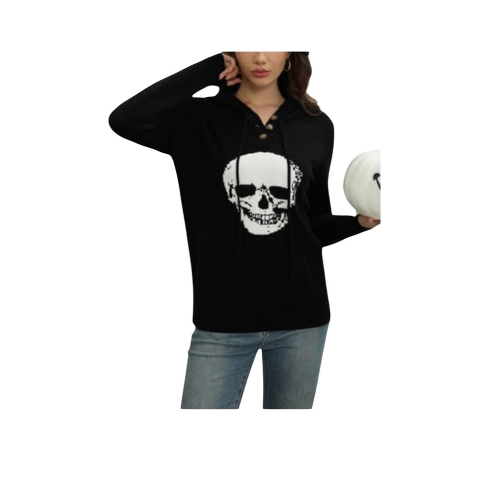 CICIBIRD Black Skull Pullover Hoodie Size‎ M